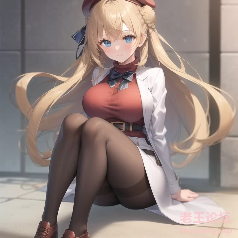 00460-1448094553-white coat, 1girl, solo, red beret, blonde long hair, braided b.png